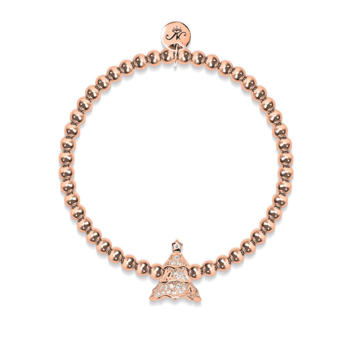 À feuilles persistantes | Or rose 18 carats | Arbre de vacances en cristal